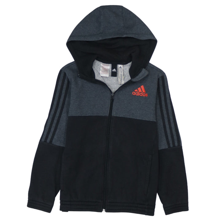 Adidas Boys Grey Full Zip Colourblock Hoodie 11-12 Years