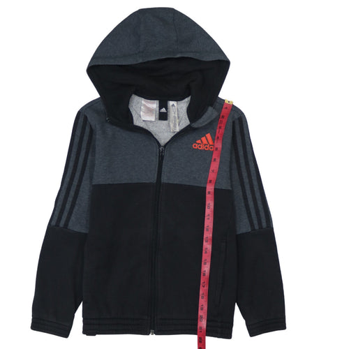 Adidas Boys Grey Full Zip Colourblock Hoodie 11-12 Years