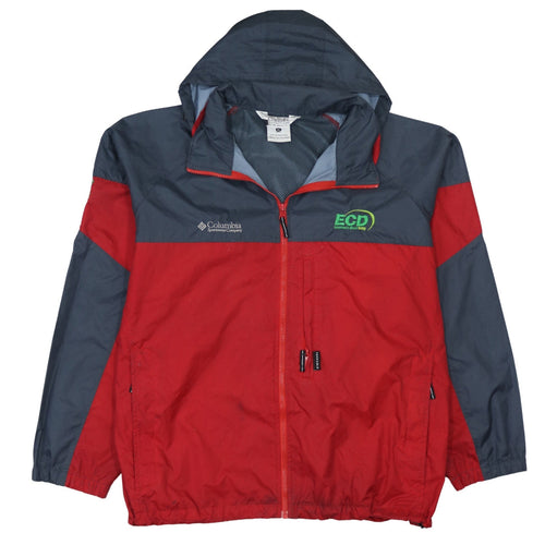 Columbia Men's Red Grey Hooded Windbreaker Jacket XL