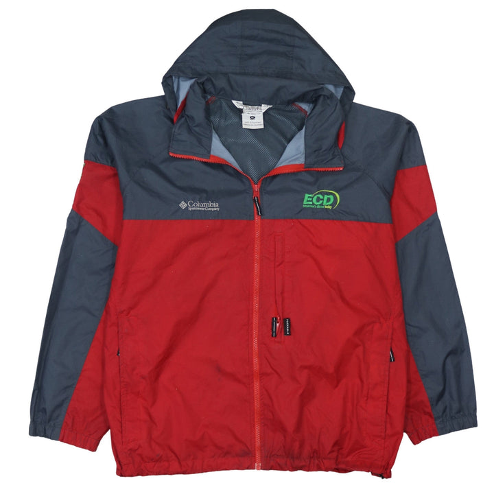 Columbia Men's Red Grey Hooded Windbreaker Jacket XL