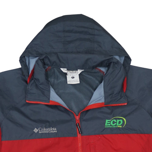 Columbia Men's Red Grey Hooded Windbreaker Jacket XL