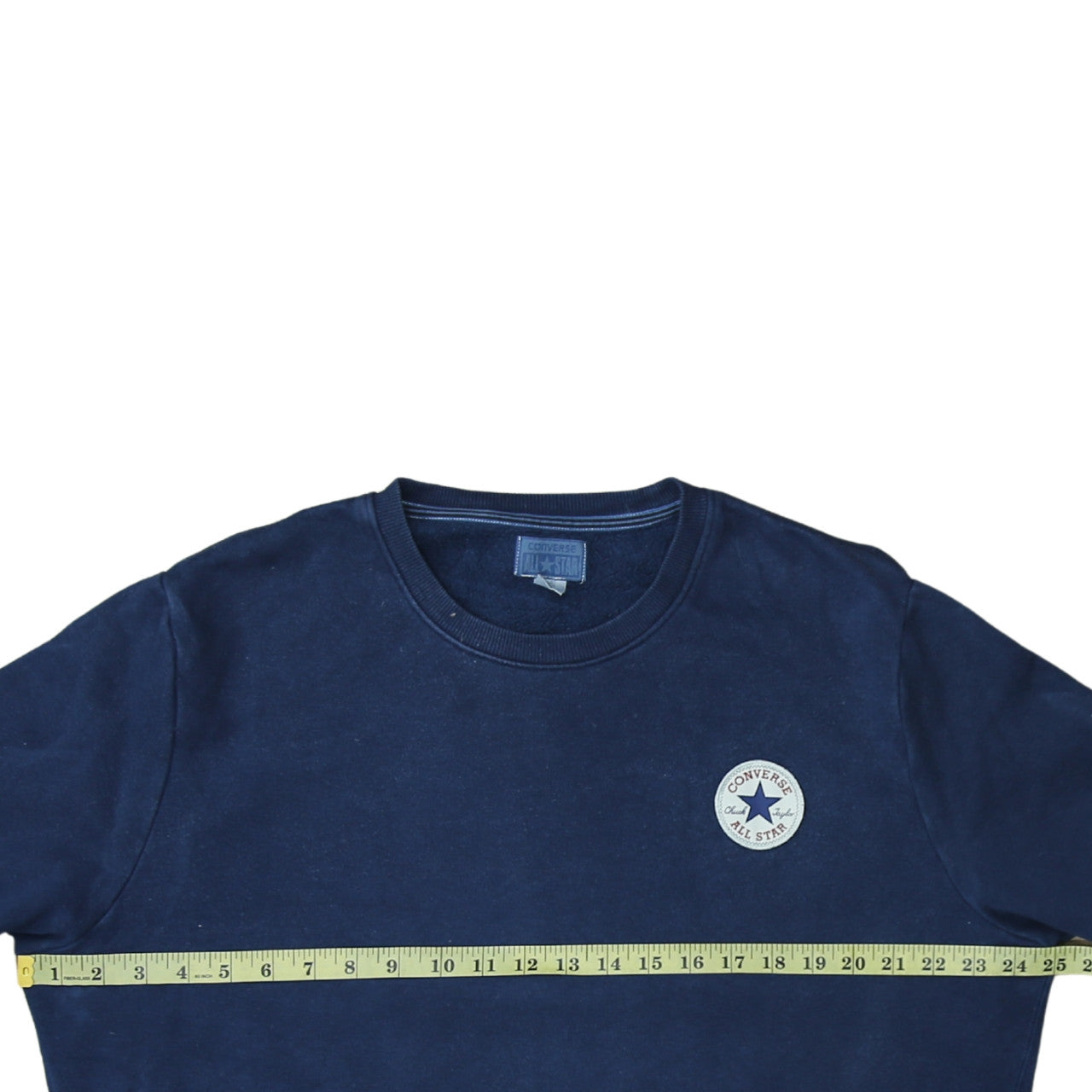 Converse Men Blue Logo Pullover Sweatshirt L Fleece Cotton Blend