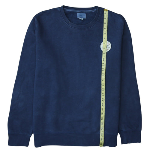 Converse Men Blue Logo Pullover Sweatshirt L Fleece Cotton Blend