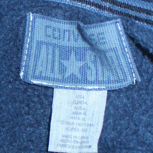 Converse Men Blue Logo Pullover Sweatshirt L Fleece Cotton Blend
