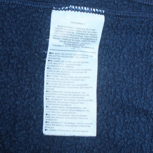 Converse Men Blue Logo Pullover Sweatshirt L Fleece Cotton Blend