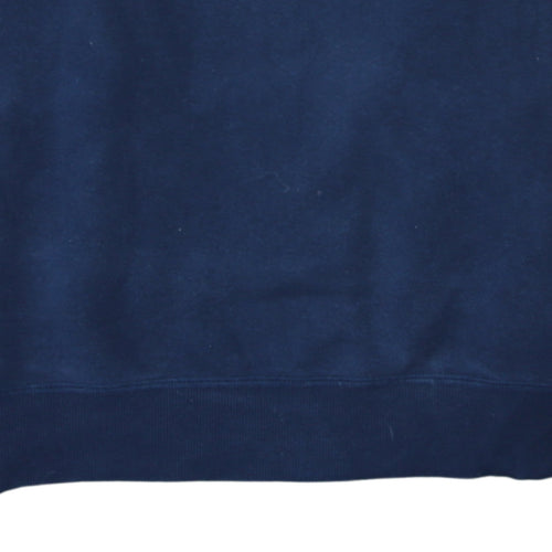 Converse Men Blue Logo Pullover Sweatshirt L Fleece Cotton Blend