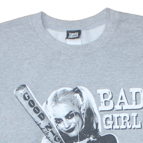 Suicide Squad Grey Graphic Harley Sweatshirt Women M Crew Neck