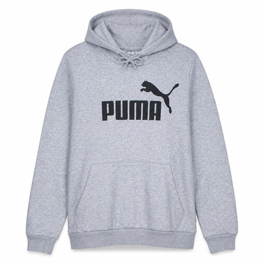 Front view of Puma Women’s Grey Pullover Hoodie, size 2XL, Relaxed Fit Casual