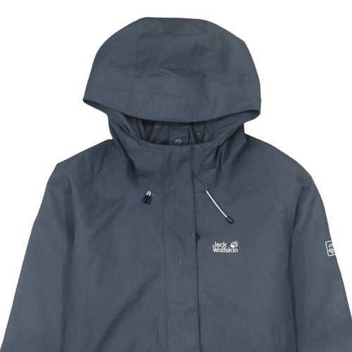 Jack Wolfskin Women's Blue Waterproof Hooded Rain Jacket Size 12