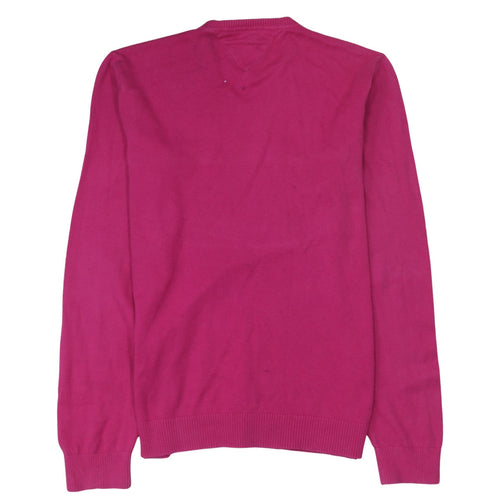 Tommy Hilfiger Men's Pink V-Neck Cotton Jumper Size M