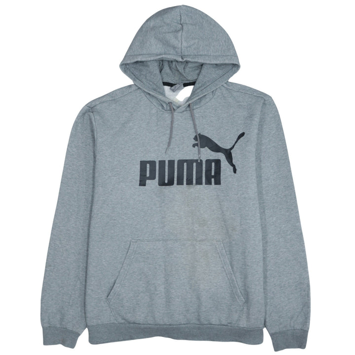 Puma Men's Grey XL Pullover Hoodie with Logo Print
