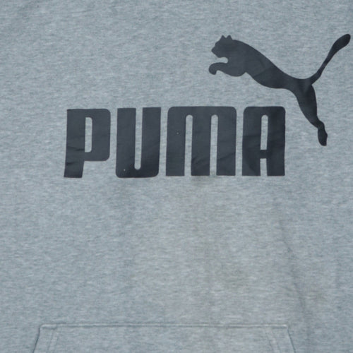 Puma Men's Grey XL Pullover Hoodie with Logo Print