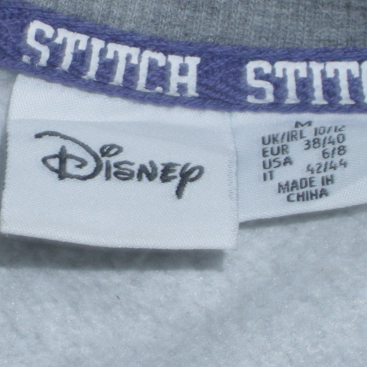 Disney Women Grey Stitch Pullover Sweatshirt Size M 10/12