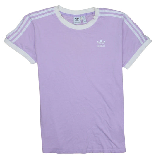 Adidas Womens Purple Short Sleeve Ringer T-Shirt Size 10