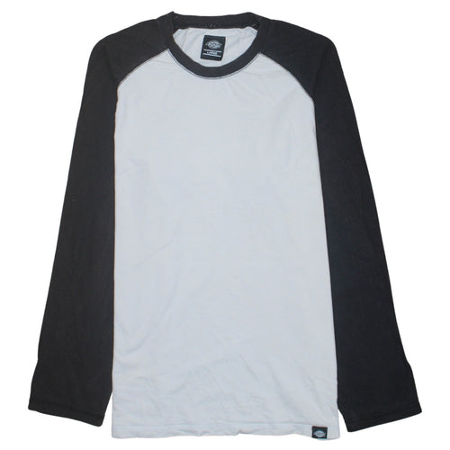 Dickies Men's Black and White Long Sleeve Raglan Cotton T-Shirt Size L
