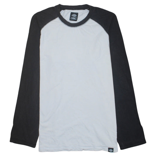 Dickies Men's Black and White Long Sleeve Raglan Cotton T-Shirt Size L