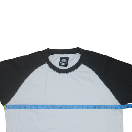 Dickies Men's Black and White Long Sleeve Raglan Cotton T-Shirt Size L