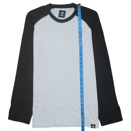 Dickies Men's Black and White Long Sleeve Raglan Cotton T-Shirt Size L
