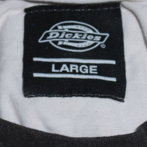 Dickies Men's Black and White Long Sleeve Raglan Cotton T-Shirt Size L