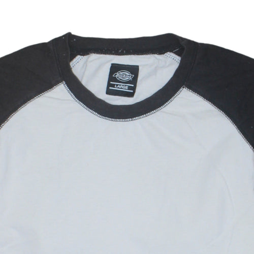 Dickies Men's Black and White Long Sleeve Raglan Cotton T-Shirt Size L