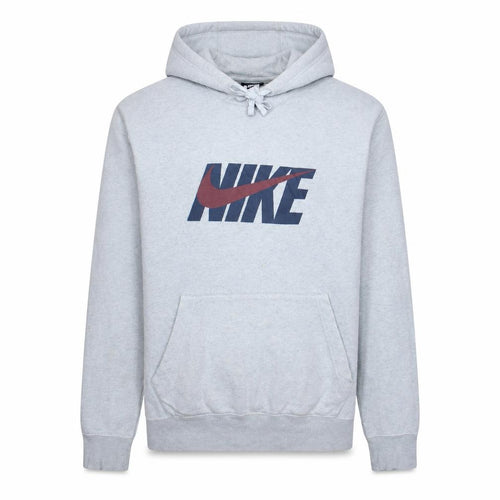 Nike Men’s Grey Pullover Hoodie L Logo Fleece Sportswear