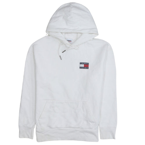 Tommy Jeans Men's White Small Cotton Pullover Hoodie