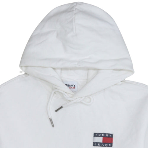 Tommy Jeans Men's White Small Cotton Pullover Hoodie