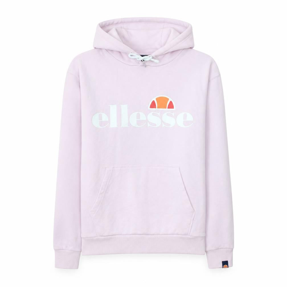 Ellesse Women Pink Pullover Hoodie UK 8 Cotton Blend Logo Print