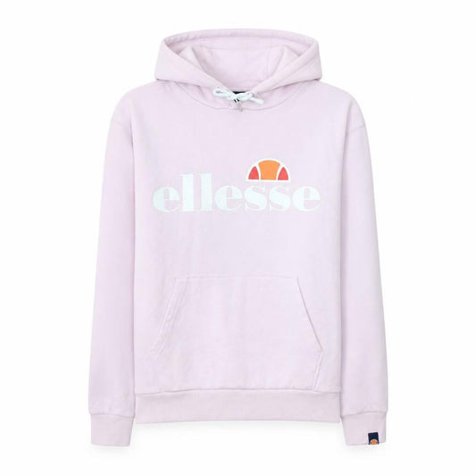 Front view of Ellesse Women Pink Pullover Hoodie UK 8 Cotton Blend Logo Print