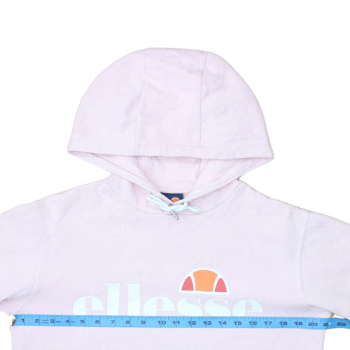 Ellesse Women Pink Pullover Hoodie UK 8 Cotton Blend Logo Print