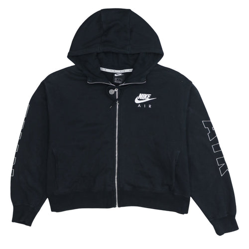 Nike Air Black Full Zip Hoodie Women L Cotton Blend Sportswear