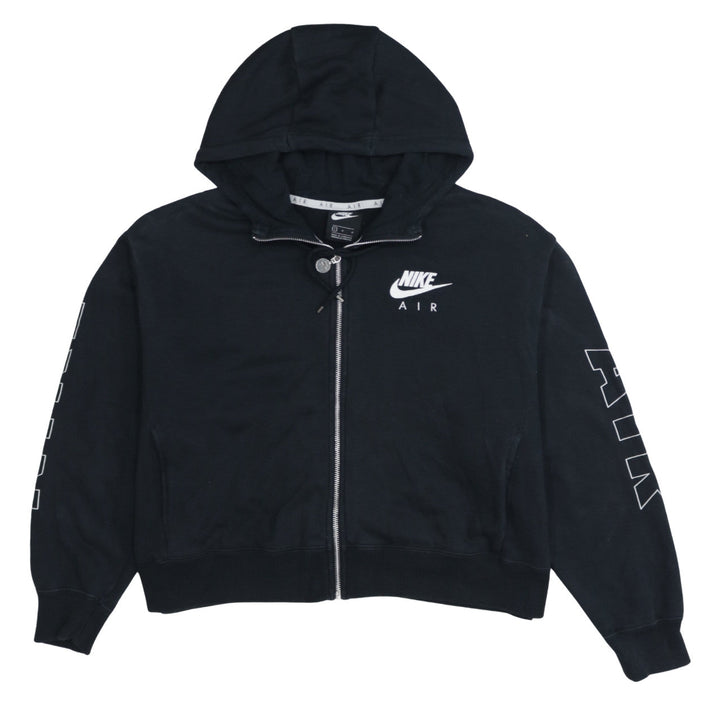 Nike Air Black Full Zip Hoodie Women L Cotton Blend Sportswear