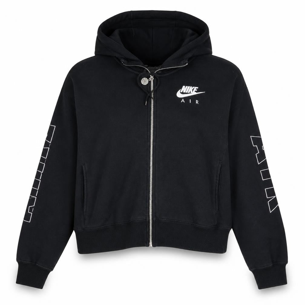 Nike Air Black Full Zip Hoodie Women L Cotton Blend Sportswear