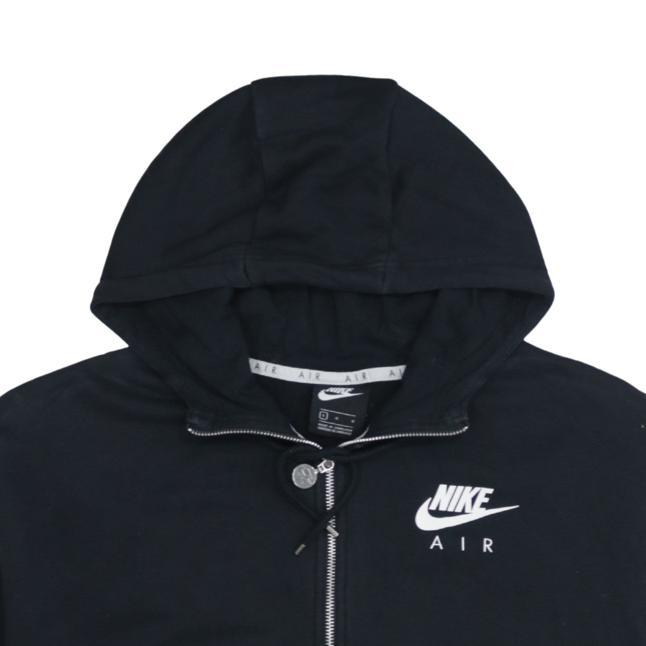 Nike Air Black Full Zip Hoodie Women L Cotton Blend Sportswear
