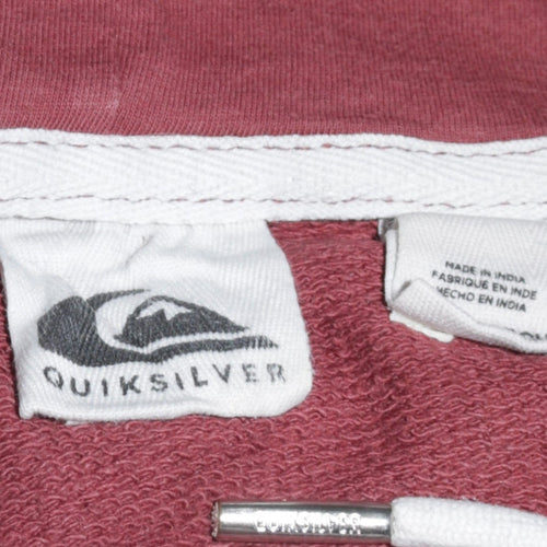 Quiksilver Men's Red Pullover Hoodie Medium Fleece Cotton Blend