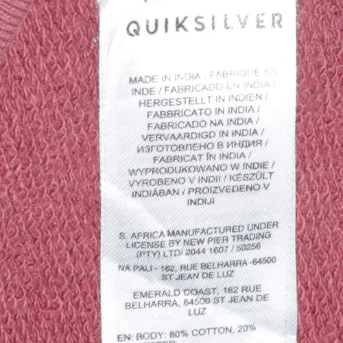 Quiksilver Men's Red Pullover Hoodie Medium Fleece Cotton Blend