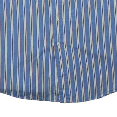 Ralph Lauren Men's Blue Striped Button-Down Cotton Shirt XL