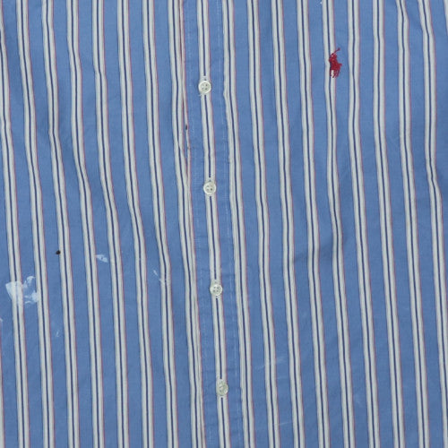 Ralph Lauren Men's Blue Striped Button-Down Cotton Shirt XL