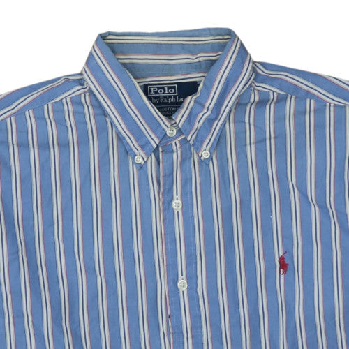 Ralph Lauren Men's Blue Striped Button-Down Cotton Shirt XL