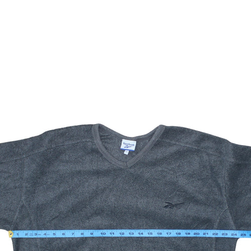 Reebok Women’s Grey Fleece V-Neck Pullover Sweatshirt Size 14