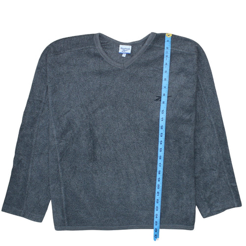 Reebok Women’s Grey Fleece V-Neck Pullover Sweatshirt Size 14