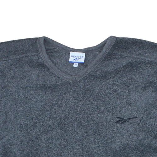 Reebok Women’s Grey Fleece V-Neck Pullover Sweatshirt Size 14