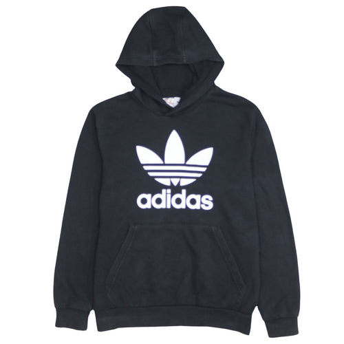 Adidas Boys Black Pullover Hoodie L 13-14 Years Classic Trefoil Sweatshirt