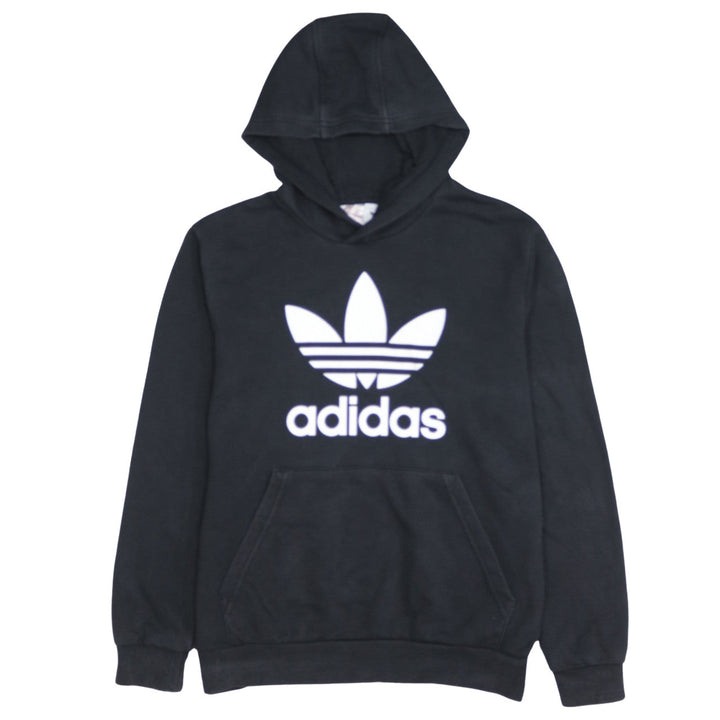 Adidas Boys Black Pullover Hoodie L 13-14 Years Classic Trefoil Sweatshirt