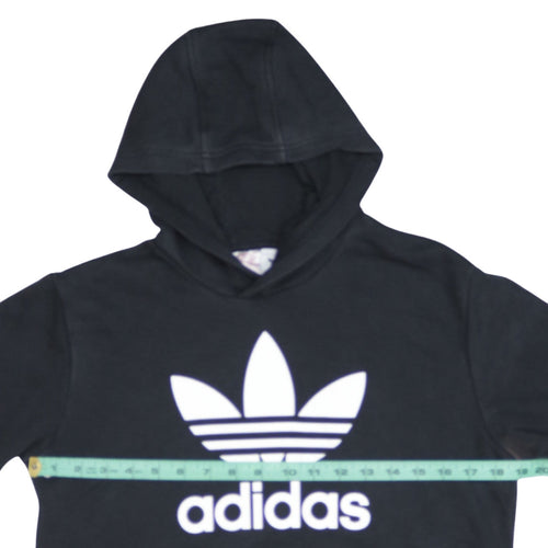 Adidas Boys Black Pullover Hoodie L 13-14 Years Classic Trefoil Sweatshirt