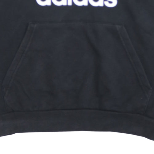 Adidas Boys Black Pullover Hoodie L 13-14 Years Classic Trefoil Sweatshirt
