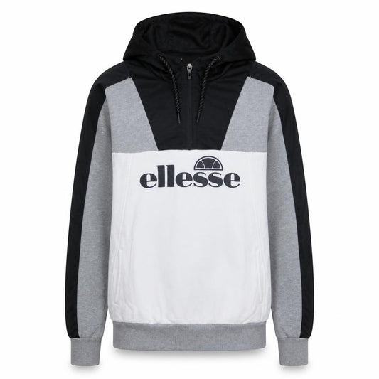 Front view of Ellesse Men's Grey 1/2 Zip Hoodie Small Regular Fit Sportswear
