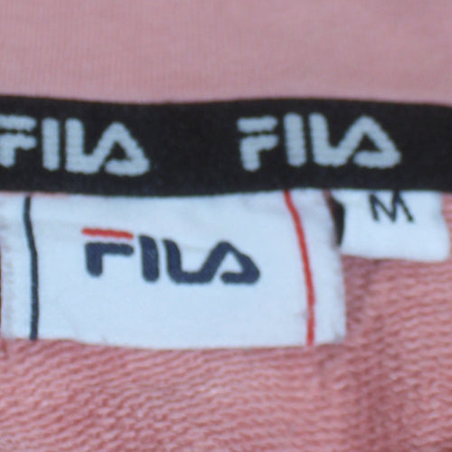 FILA Women Pink Logo Tape Pullover Hoodie Size M