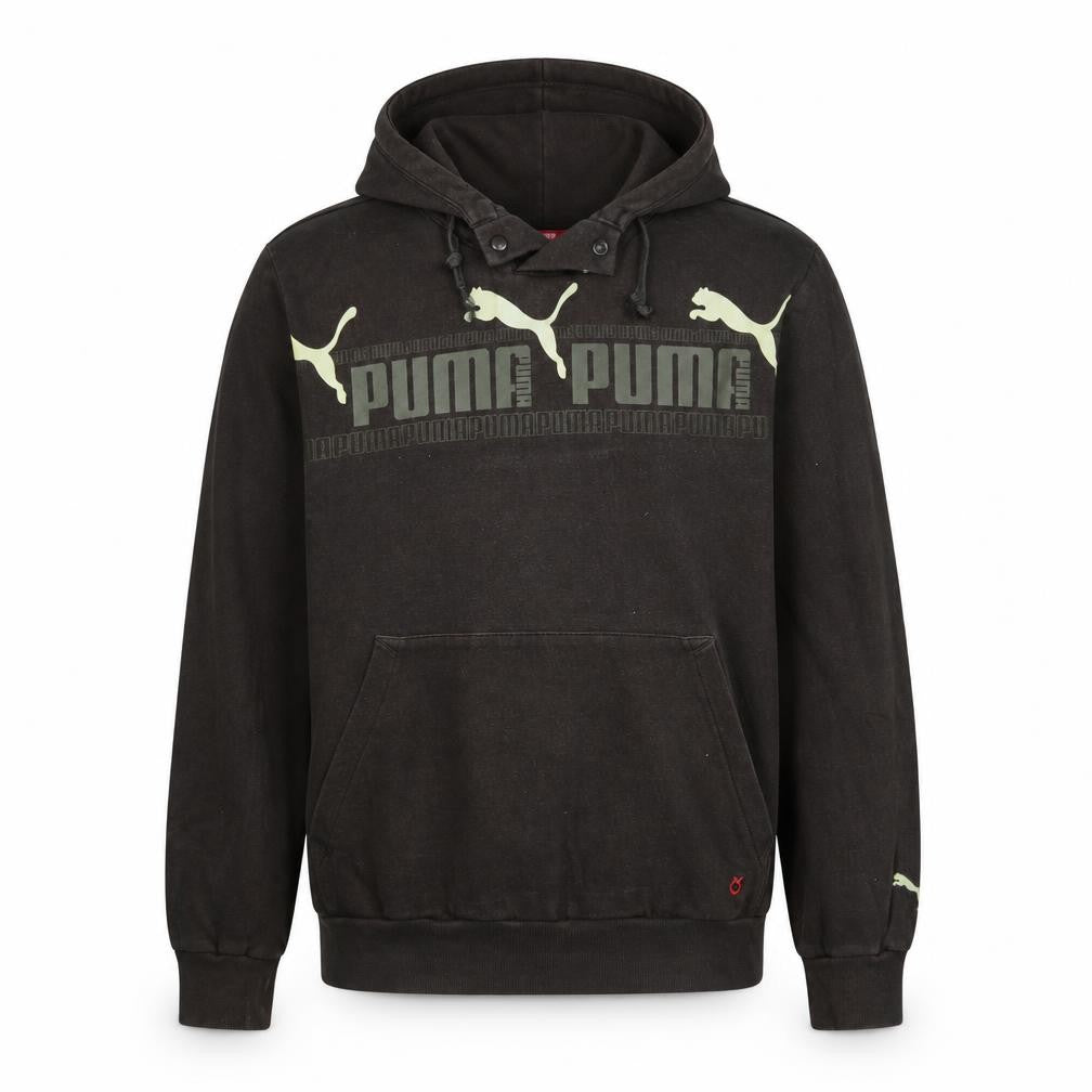 Front view of Puma Men's Black M Pullover Hoodie Graphic Logo Sportswear