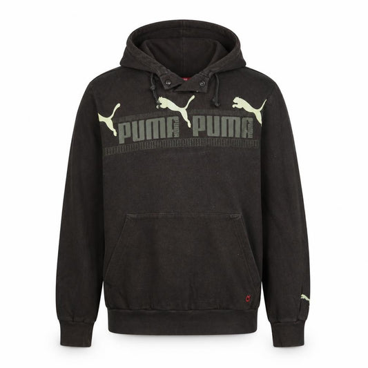 Front view of Puma Men's Black M Pullover Hoodie Graphic Logo Sportswear